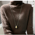 여성 포근 소프트 심플 무지 목폴라 털 긴팔 니트티