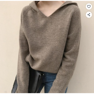 슈퍼인 슈퍼인 여성 브이넥 후드 니트 가을 겨울 데일리 캐주얼 스웨터